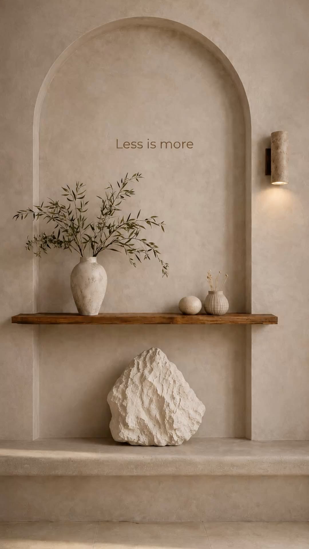 Reference imagery. An arched plaster niche in warm light.